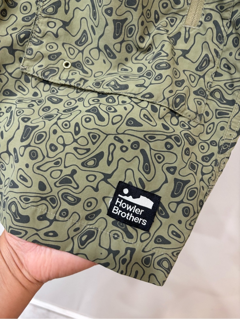 Howler Brothers Olive Green Patterned Athletic Shorts - Picture 5 of 12